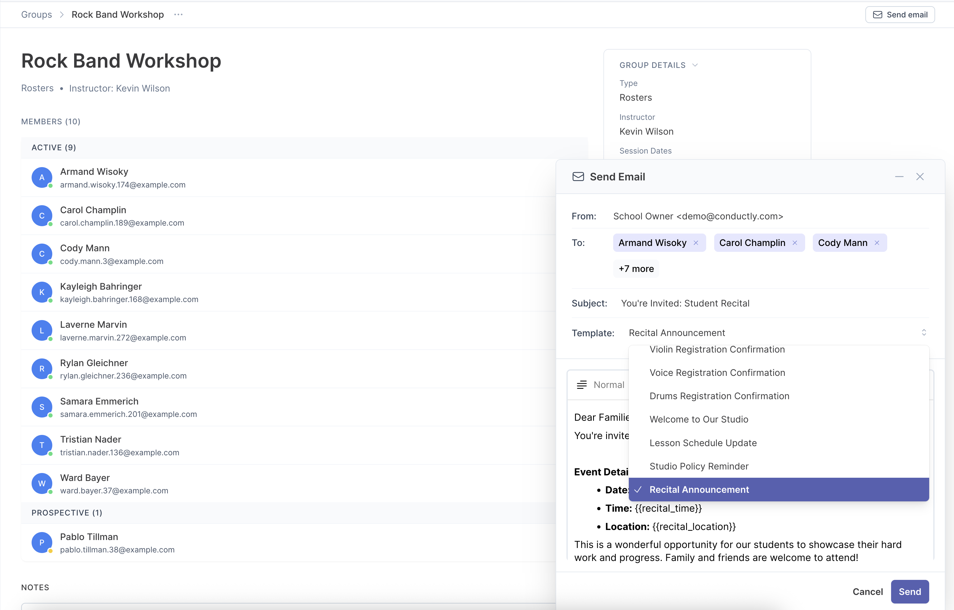 Communication and messaging screenshot